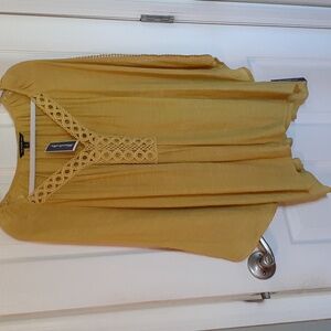 Zac &Rachel plus size 2X Lime Matcha crochet drapey Peasant top NWT